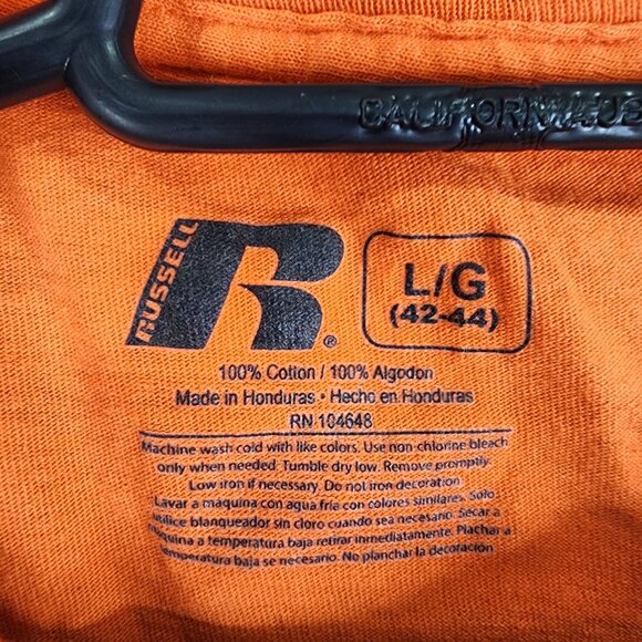 Mens Orange Russell Athletic Shirt OSU White Logo Short Sleeve Crew Neck Size L - Picture 6 of 11